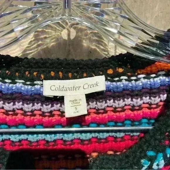 Cold Water Creek Women’s Colorful Rainbow Zip Up Sweater Cardigan Small - Picture 3 of 5